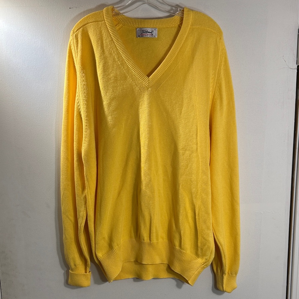 Titleist Vintage Yellow V-Neck Sweater Men’s sz XL